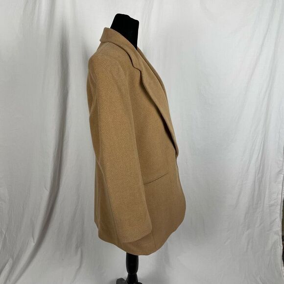 Vintage 90’s Harve’ Benard Tan Herringbone Wool Cashmere Blend Blazer - Women’s - Picture 4 of 6